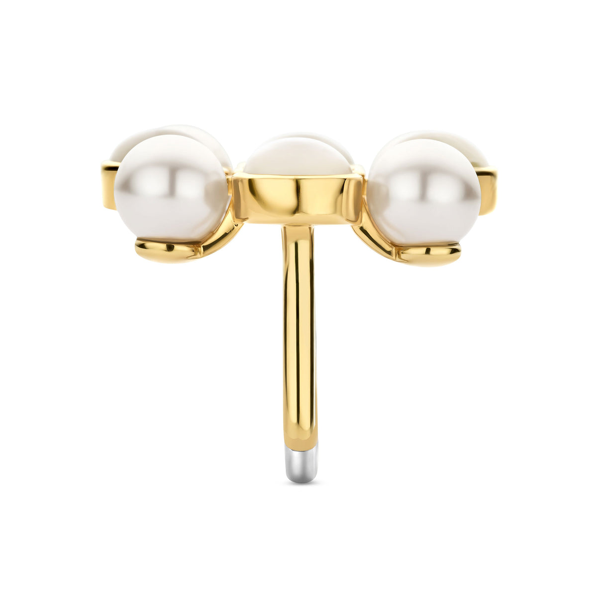 Ti Sento Yellow Gold Plated Synthetic Pearl and Cubic Zirconia Cluster Ring - Michael Jones Jeweller