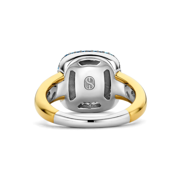 Ti Sento Yellow Gold Plated Turquoise Blue and Blue Cubic Zirconia Ring - Michael Jones Jeweller