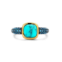Ti Sento Yellow Gold Plated Turquoise Blue and Cubic Zirconia Ring - Michael Jones Jeweller