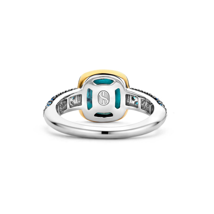 Ti Sento Yellow Gold Plated Turquoise Blue and Cubic Zirconia Ring - Michael Jones Jeweller