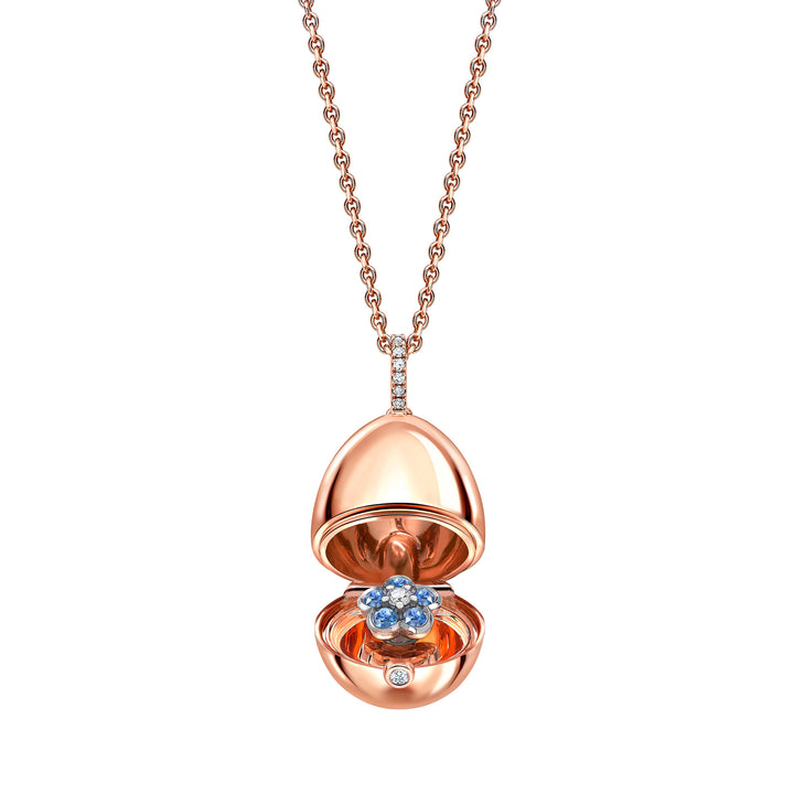 Fabergé Essence Rose Gold Blue Sapphire Forget Me Not Surprise Locket