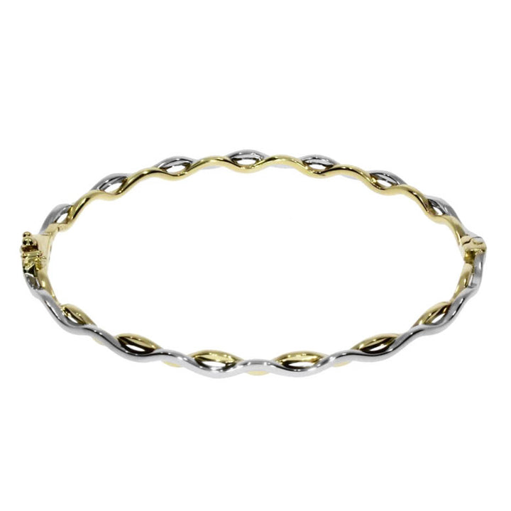 Yellow and White Gold Double Wave Bangle - Michael Jones Jeweller