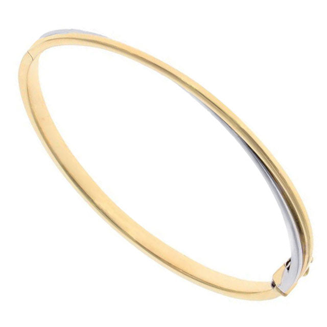Crossover 9ct White and Yellow Gold Bangle