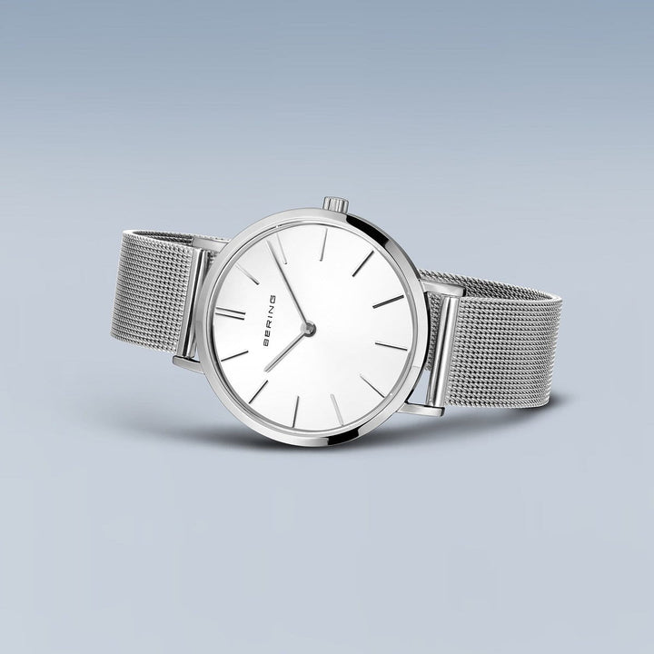 Bering Classic Polished Silver-Tone 34mm Watch 14134-004 - Michael Jones Jeweller