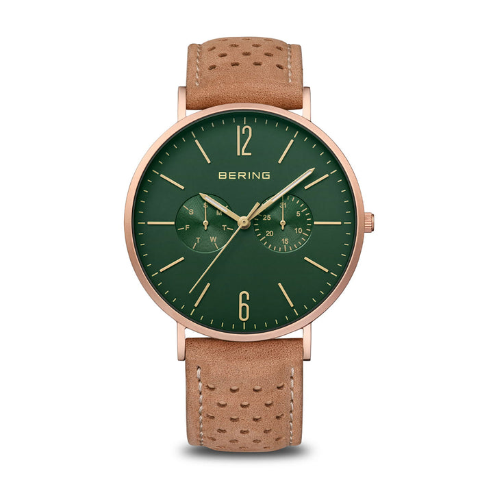 Bering Classic 40mm Leather Strap Quartz Watch 14240-668