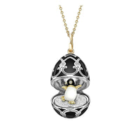 Fabergé Heritage White and Yellow Gold Black Enamel Penguin Surprise Locket