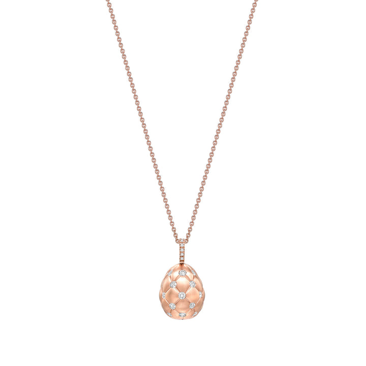 Fabergé Treillage Brushed Rose Gold & Diamond Set Egg Pendant