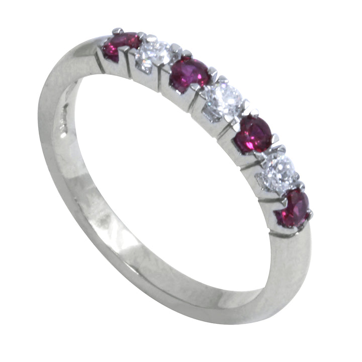 Ruby and Diamond Platinum Half Eternity Ring