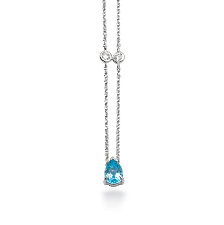 Aquamarine and Diamond 18ct White Gold Pendant - Michael Jones Jeweller