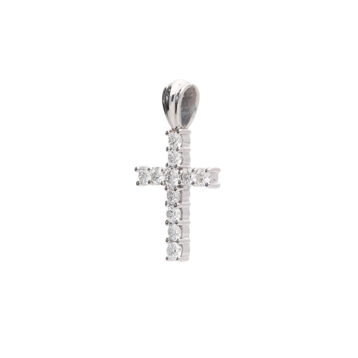 Diamond 18ct White Gold Cross Pendant - Michael Jones Jeweller