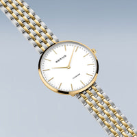 Bering 34mm Titanium Polished Gold Quartz Watch 19334-010