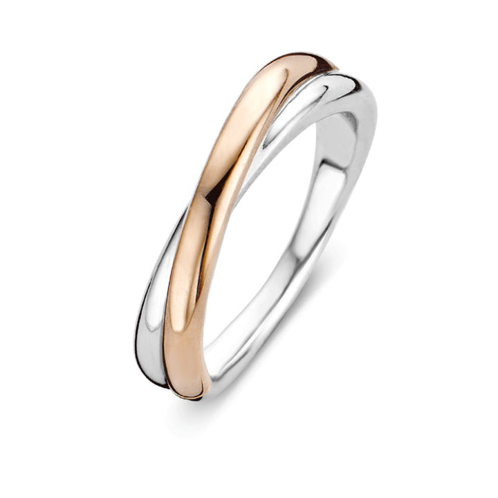 Ti Sento Rose Gold Plated Crossover Ring - Michael Jones Jeweller