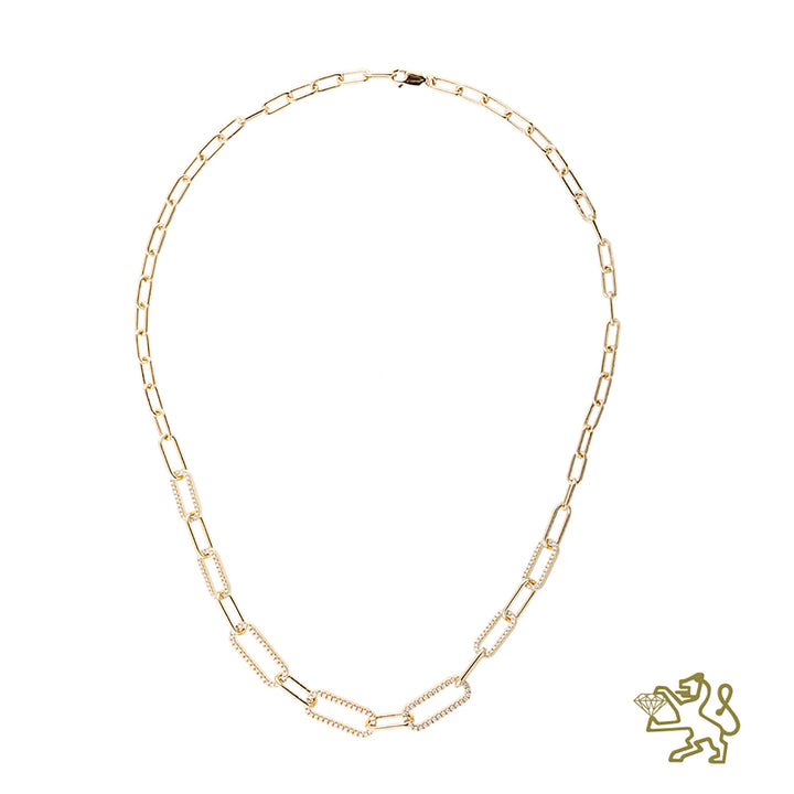 Love Links 1.04ct Diamond Yellow Gold Oval Linked Necklace