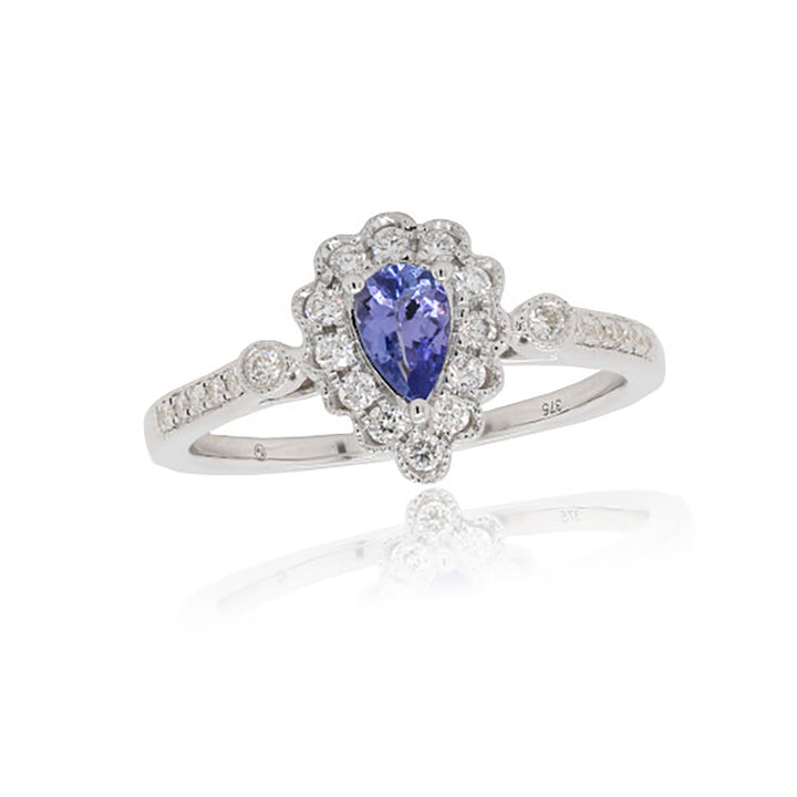 Tanzanite and Diamond 9ct White Gold Cluster Ring - Michael Jones Jeweller