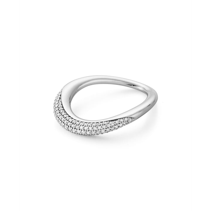 Georg Jensen OFFSPRING Sterling Silver Diamond Ring Size 56-57 (P)