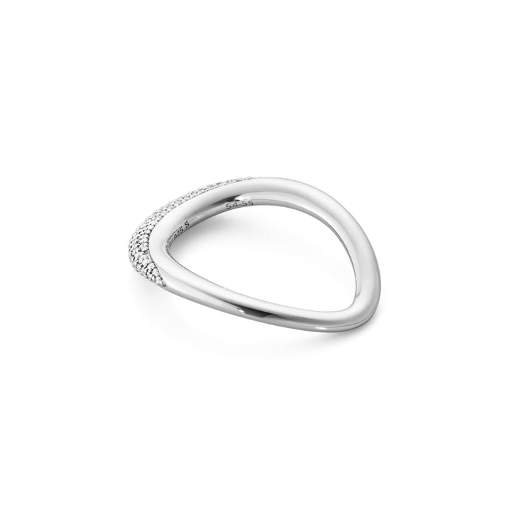 Georg Jensen OFFSPRING Sterling Silver Diamond Ring Size 56-57 (P)