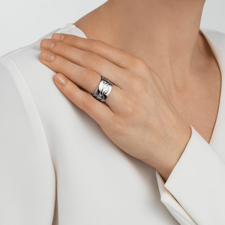 Georg Jensen FUSION 18ct White Gold Diamond Scatter Centre Ring Size 56 (O½) - Michael Jones Jeweller