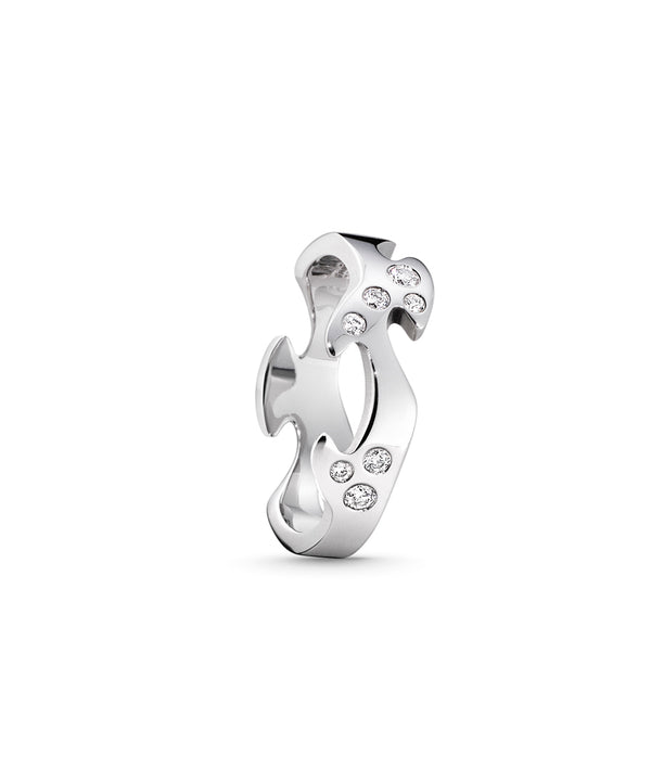 Georg Jensen FUSION 18ct White Gold Diamond Scatter Centre Ring Size 56 (O½) - Michael Jones Jeweller
