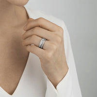 Georg Jensen FUSION 18ct White Gold Diamond End Ring Size 56 (O½) - Michael Jones Jeweller