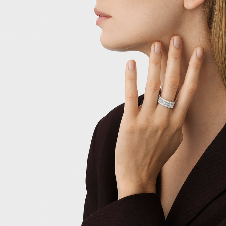 Georg Jensen FUSION 18ct White Gold Diamond End Ring Size 56 (O½) - Michael Jones Jeweller