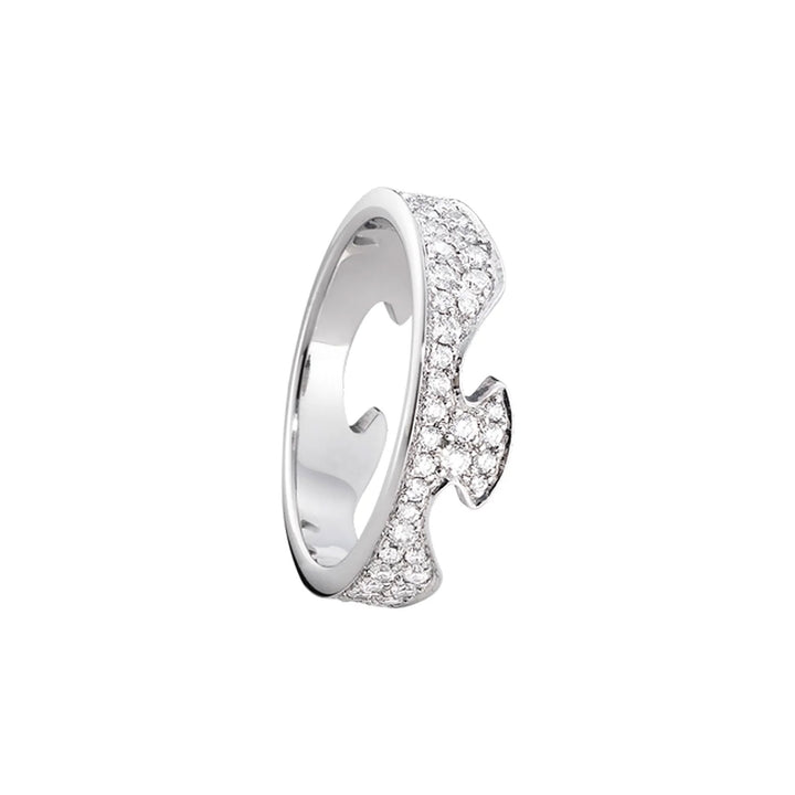Georg Jensen FUSION 18ct White Gold Diamond End Ring Size 56 (O 1/2)