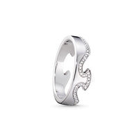 Georg Jensen FUSION 18ct White Gold Diamond End Ring Size 56 (O½) - Michael Jones Jeweller
