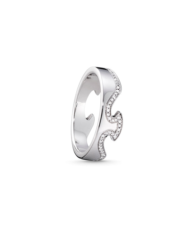 Georg Jensen FUSION 18ct White Gold Diamond End Ring Size 56 (O½) - Michael Jones Jeweller