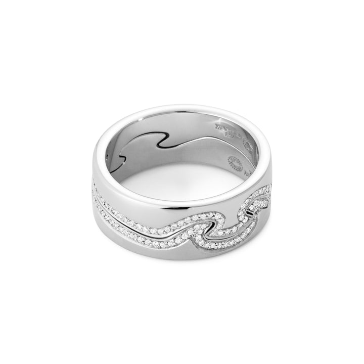 Georg Jensen FUSION 18ct White Gold Diamond End Ring. Size 56 (O 1/2)