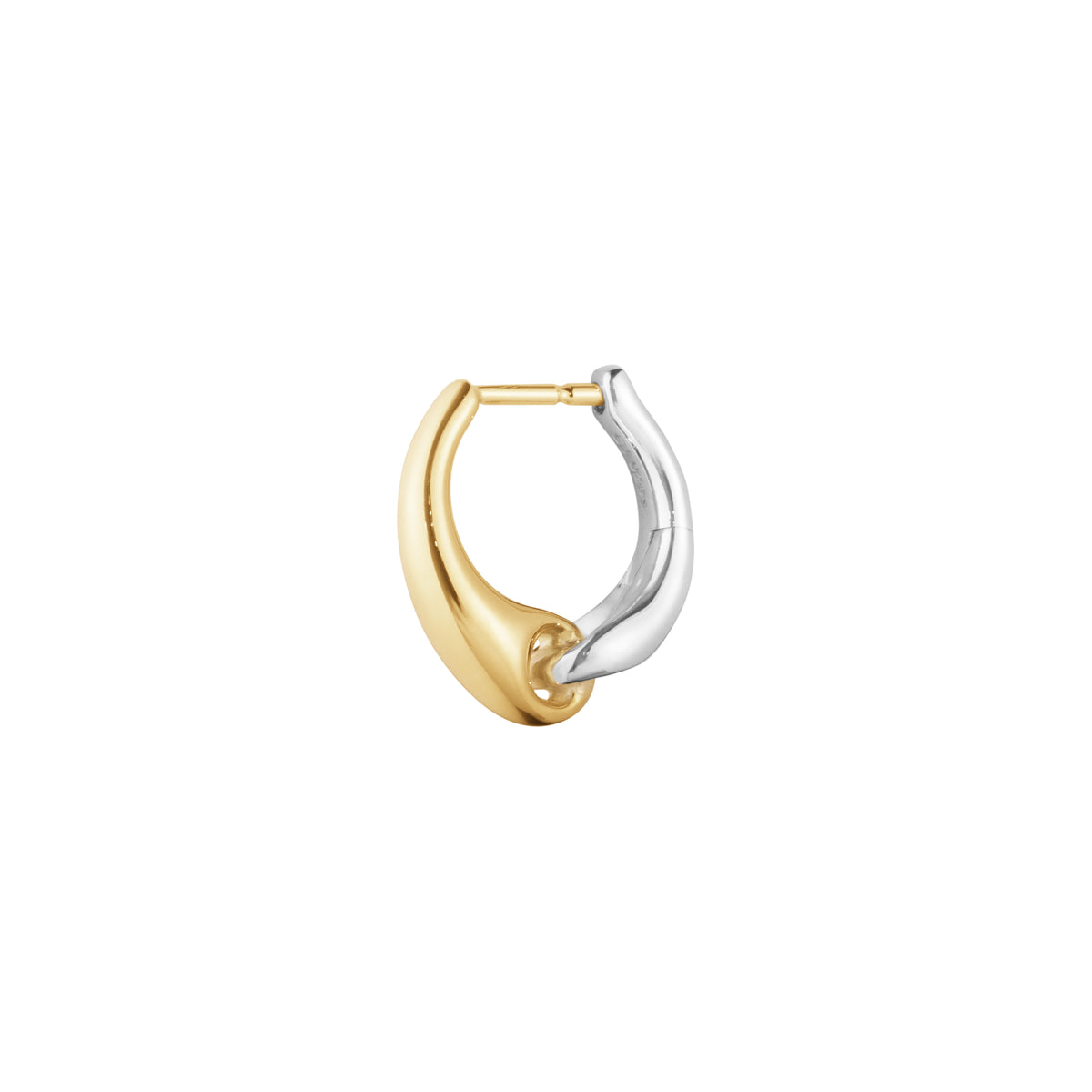 Georg Jensen REFLECT Sterling Silver and 18ct Yellow Gold Single Earhoop - Michael Jones Jeweller