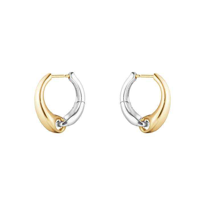 Georg Jensen REFLECT Sterling Silver and 18ct Yellow Gold Large Earhoops - Michael Jones Jeweller