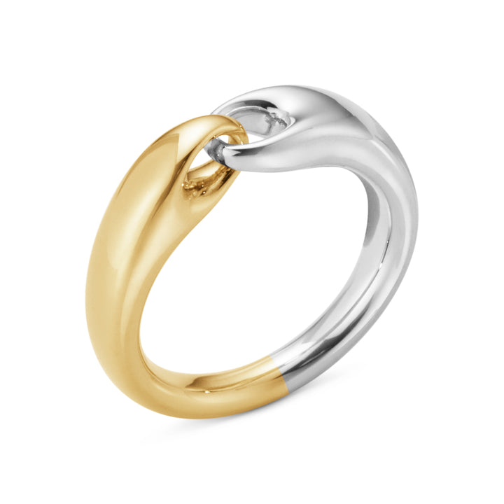 Georg Jensen REFLECT Sterling Silver and 18ct Yellow Gold Small Ring Size 55 (O)