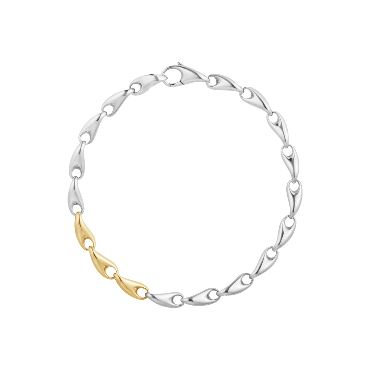 Georg Jensen REFLECT Sterling Silver and 18ct Yellow Gold Slim Bracelet - Michael Jones Jeweller