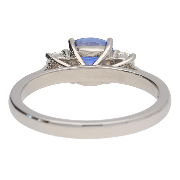 Sapphire and Diamond 18ct White Gold Cushion Set Ring