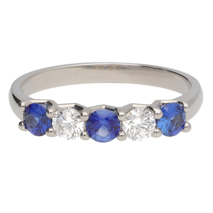 Sapphire and Diamond Half Eternity Platinum Ring - Michael Jones Jeweller