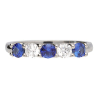 Sapphire and Diamond Half Eternity Platinum Ring