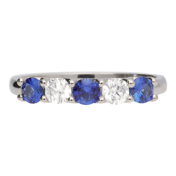 Sapphire and Diamond Half Eternity Platinum Ring - Michael Jones Jeweller