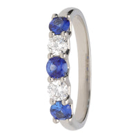 Sapphire and Diamond Half Eternity Platinum Ring