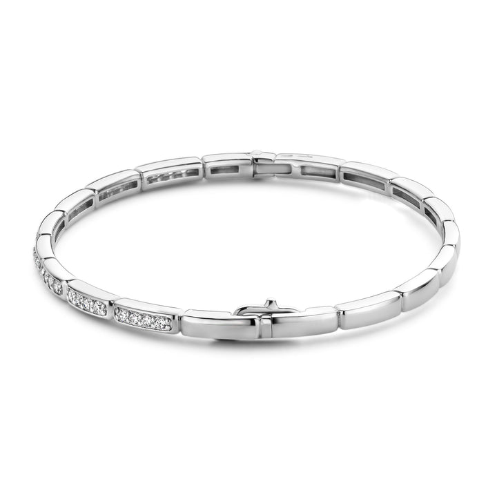 Ti Sento Cubic Zirconia Brick Link Bangle