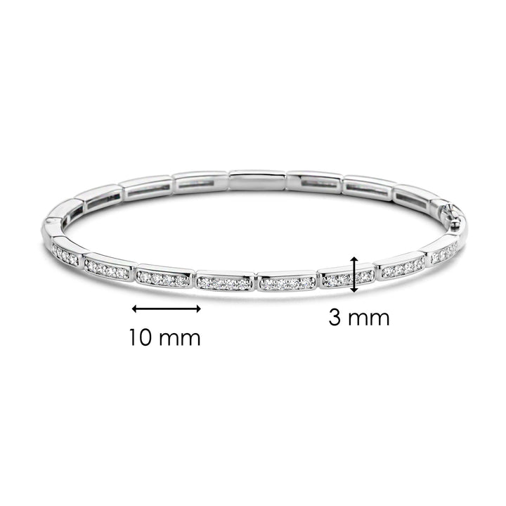 Ti Sento Cubic Zirconia Brick Link Bangle