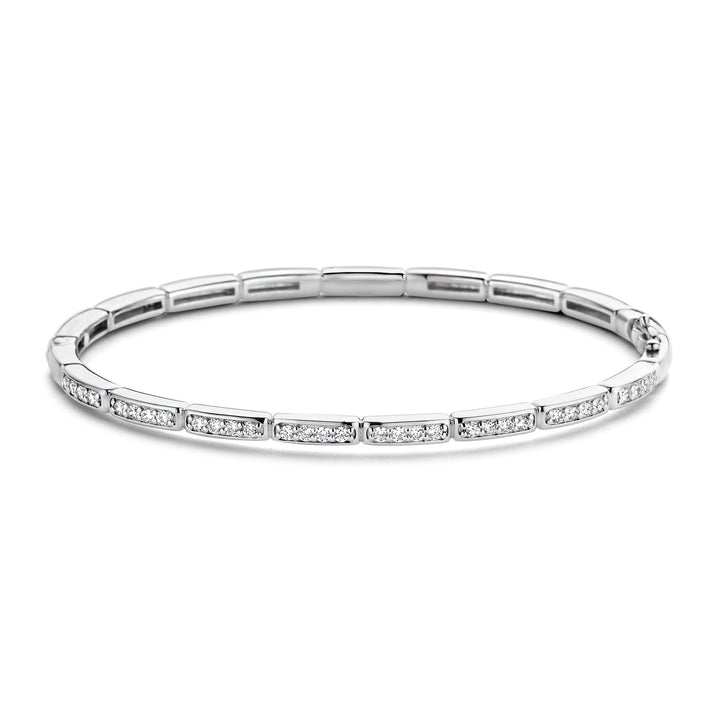 Ti Sento Cubic Zirconia Brick Link Bangle