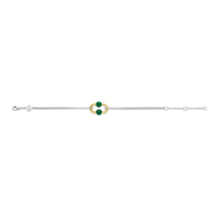 Ti Sento Yellow Gold Plated Malachite Green Oval Link Double Chain Bracelet