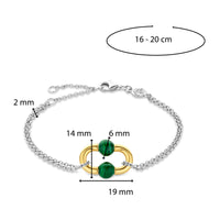 Ti Sento Yellow Gold Plated Malachite Green Oval Link Double Chain Bracelet