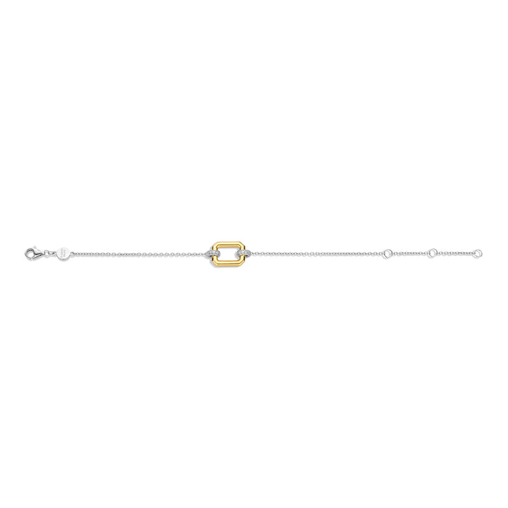 Ti Sento Yellow Gold Plated Pavé Cubic Zirconia Octagonal Link Bracelet