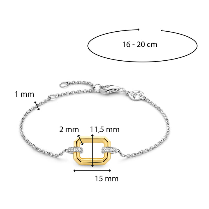 Ti Sento Yellow Gold Plated Pavé Cubic Zirconia Octagonal Link Bracelet - Michael Jones Jeweller