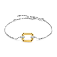 Ti Sento Yellow Gold Plated Pavé Cubic Zirconia Octagonal Link Bracelet