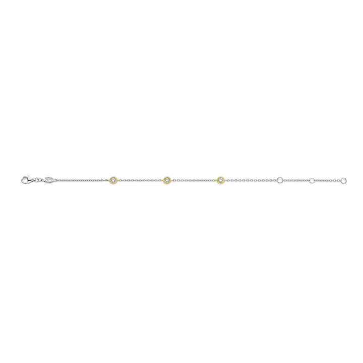 Ti Sento Yellow Gold Plated Cubic Zirconia Rope Style Station Bracelet
