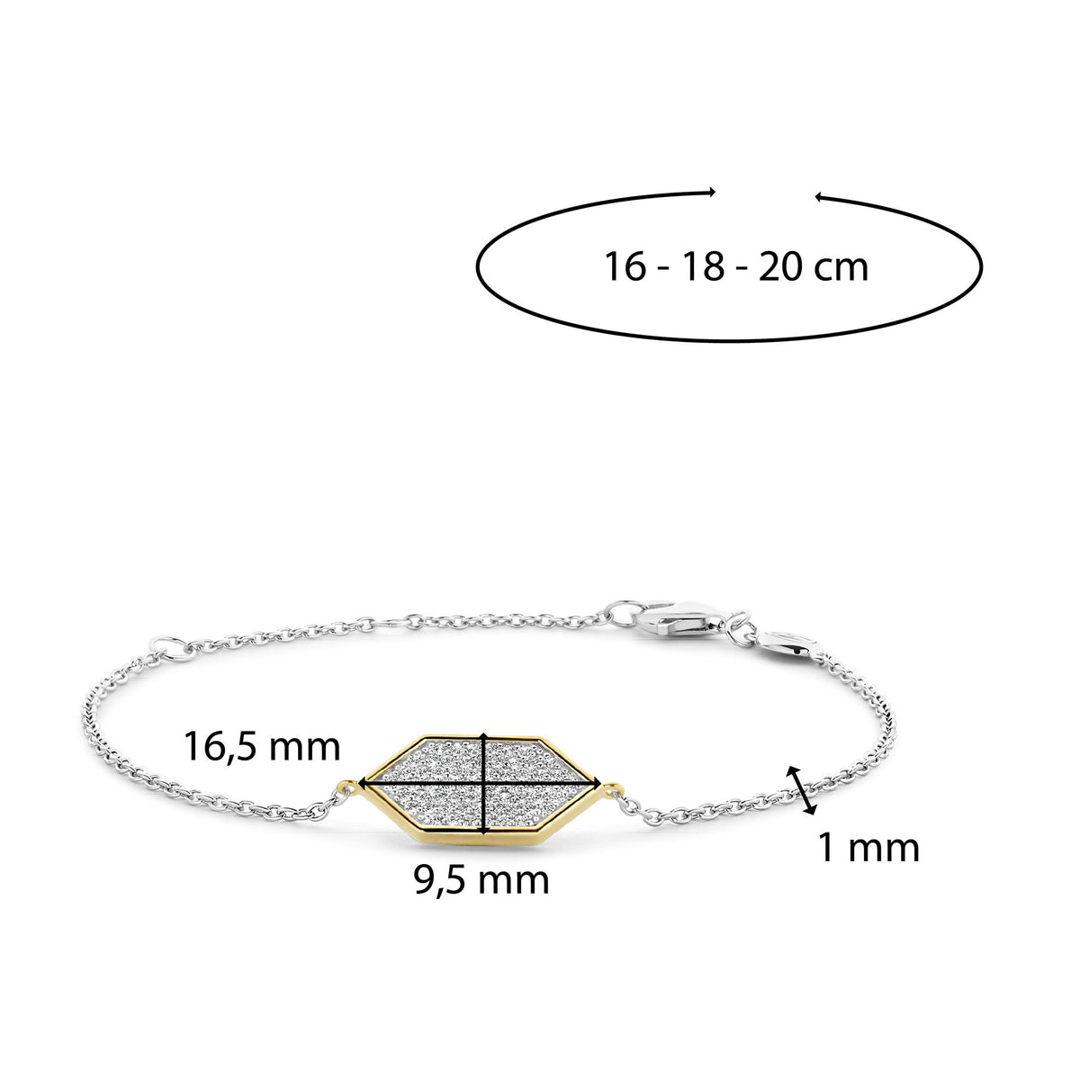 Ti Sento Yellow Gold Plated Pavé Cubic Zirconia Hexagonal Bracelet - Michael Jones Jeweller