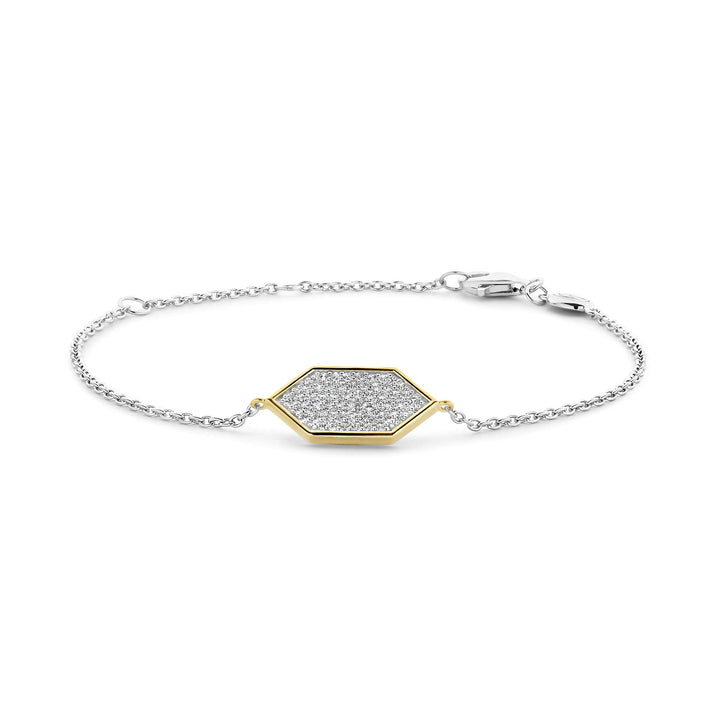 Ti Sento Yellow Gold Plated Pavé Cubic Zirconia Hexagonal Bracelet 23028ZY