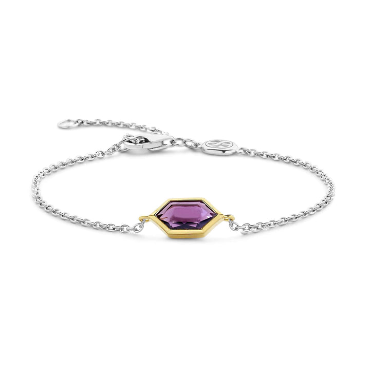 Ti Sento Yellow Gold Plated Amethyst Purple Hexagonal Bracelet