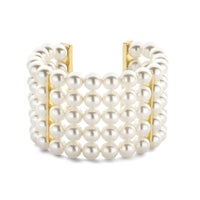 Ti Sento Yellow Gold Plated Pearl White Multi Strand Bracelet
